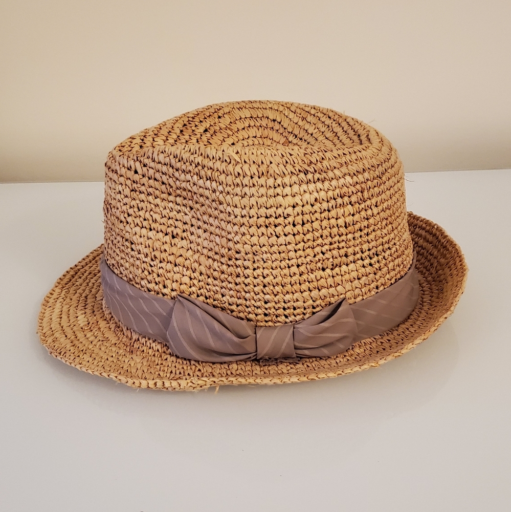 Bow straw fedora hat - Picture 3 of 5
